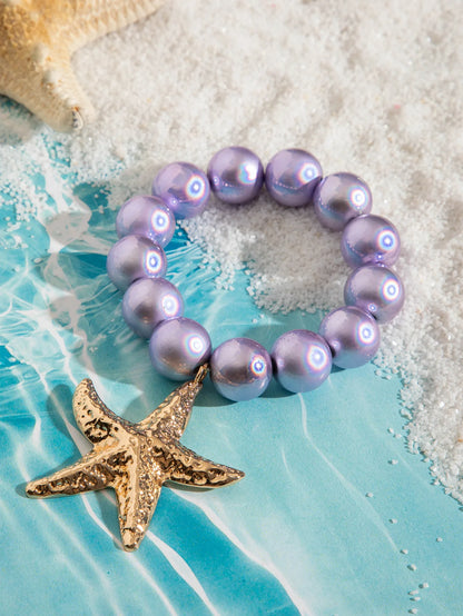 DIEZI Bohemian Multicolor CCB Beads Bracelets For Women Fashion Sweet Shell Starfish Conch Charm Bracelets Bangles Men Jewelry