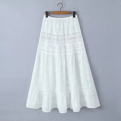 Lace Skirt Set Dress Summer Women Beach Holiday Sexy Cotton Matching Set Outfits Spring White 2 Pcs Vestidos Female Set 2025