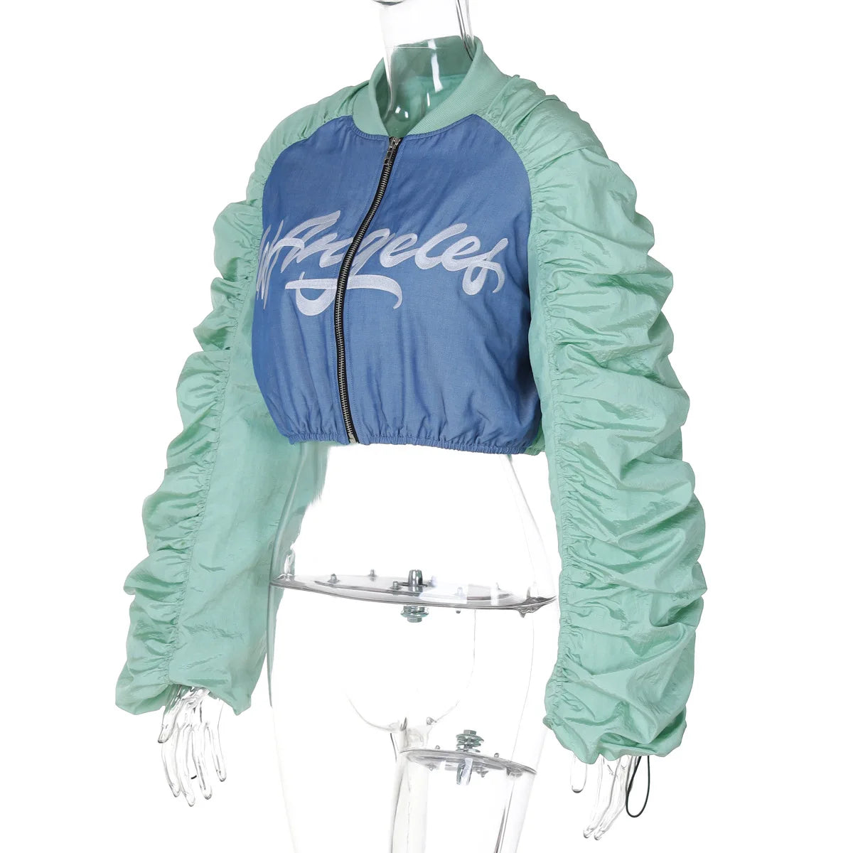 Cropped Fashion Jacket Women Crop Tops Y2K Streetwear Racer Baseball Jackets Letter Pleated Coats 2024 Fall Winter Clothes