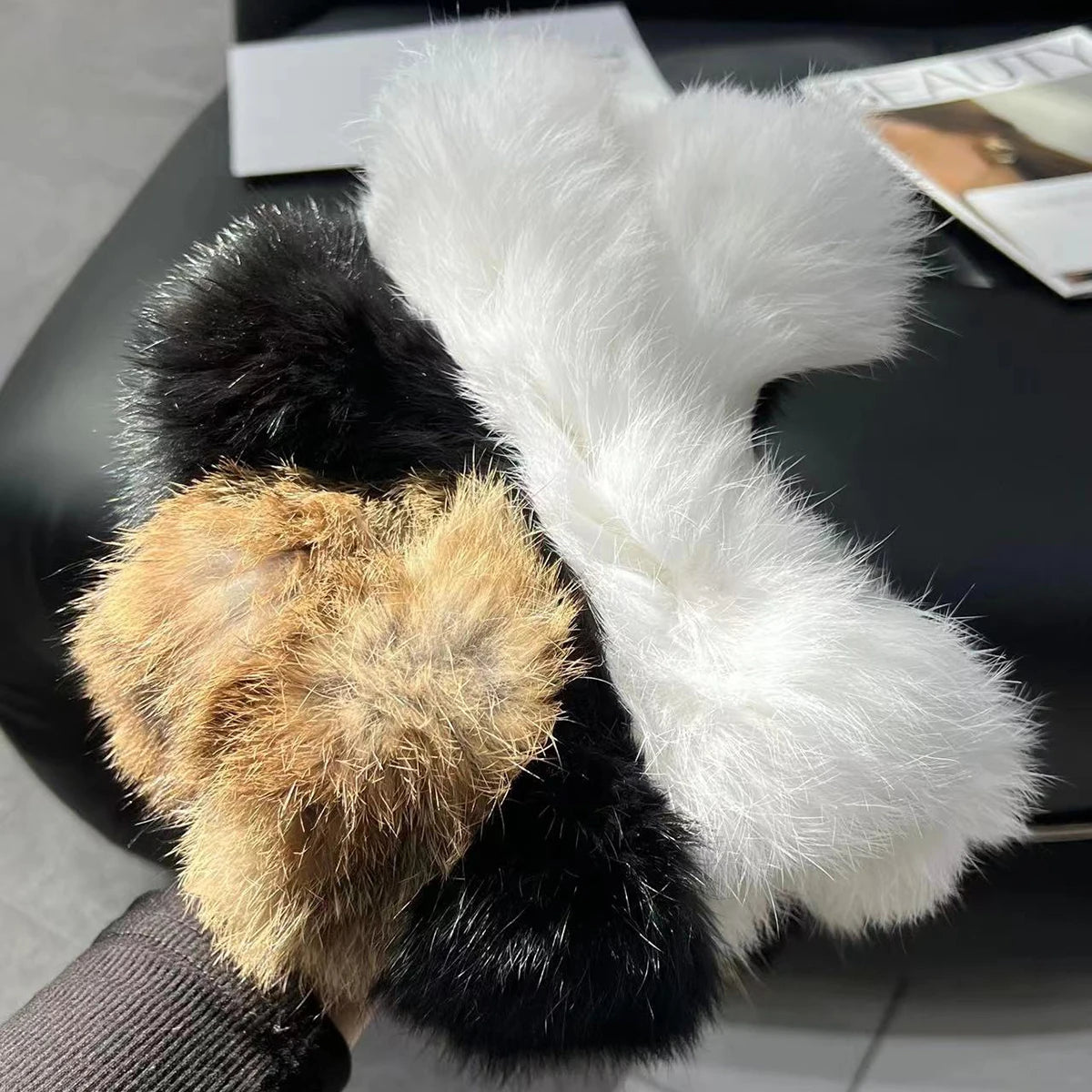 Hot Sale Winter Real Fur Golve Women Outdoor Warm 100% Natural Rabbit Fur Gloves Knit Thick Natural Soft Real Rabbit Fur Mittens
