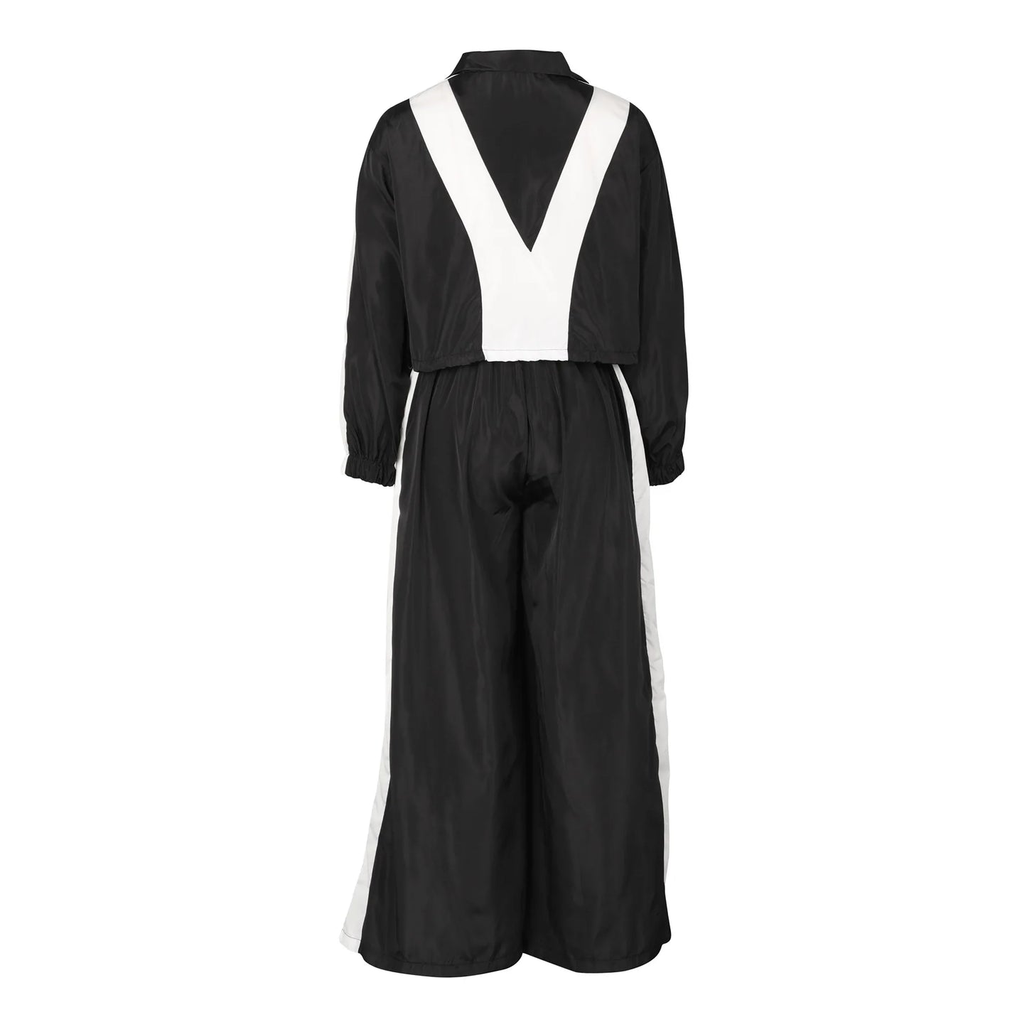 CM.YAYA Active Patchwork Women's Set Zipper Sweatshirt Jacket and Wide Leg Pants Suit 2025 INS Two 2 Piece Sets Outfit Tracksuit