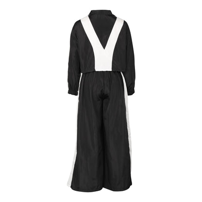 CM.YAYA Active Patchwork Women's Set Zipper Sweatshirt Jacket and Wide Leg Pants Suit 2025 INS Two 2 Piece Sets Outfit Tracksuit