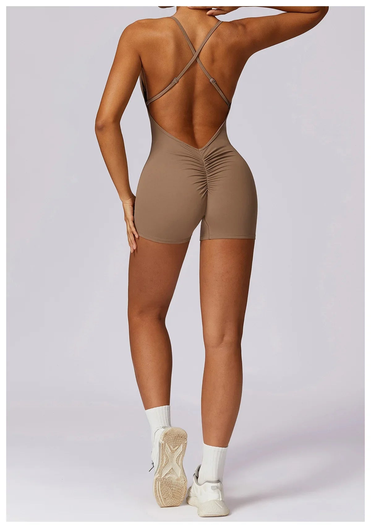 Custom LOGO women's clothing quick-drying nude sports onesie casual running fitness tight back yoga clothing