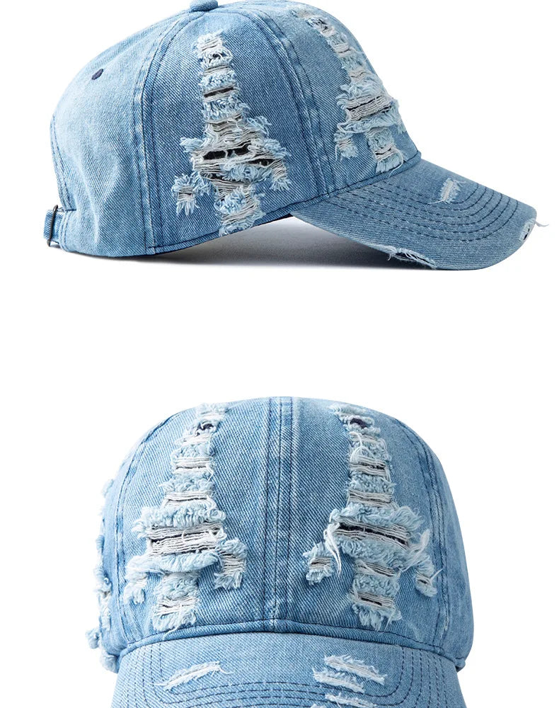 Washed Denim Baseball Cap Women Men Sunshade Breathable Spring Summer Hat Vintage Snapback Cap Female