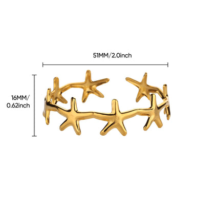 316L Stainless Steel Shell Starfish Bangles for Women Fashion Gold Silver Color Cuff Bangle Bracelet Femme Aesthetic Jewelry