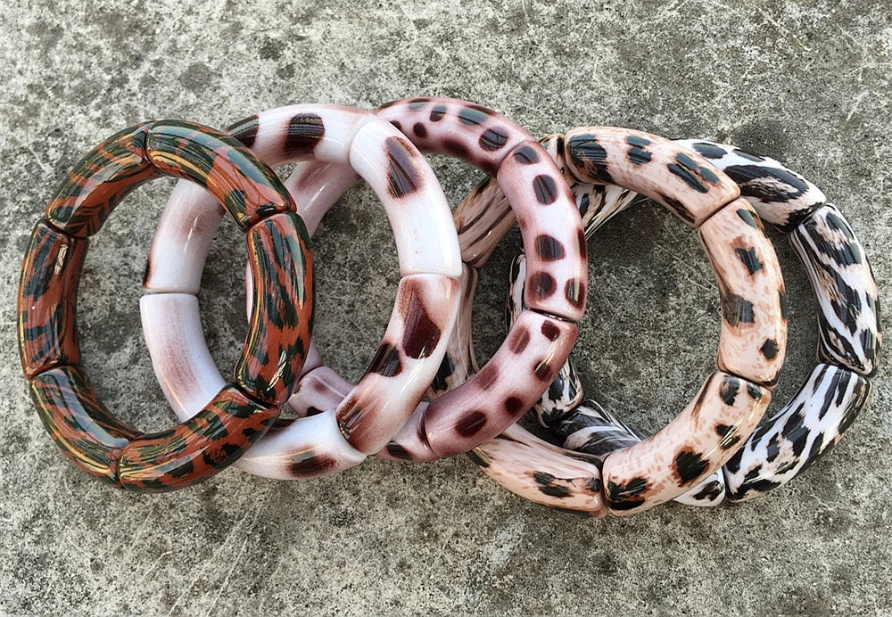 FishSheep Vintage Leopard Print Acrylic Stackable Bracelets Bangles for Women Resin Stretchy Bracelet 2023 Fashion Jewelry Gift