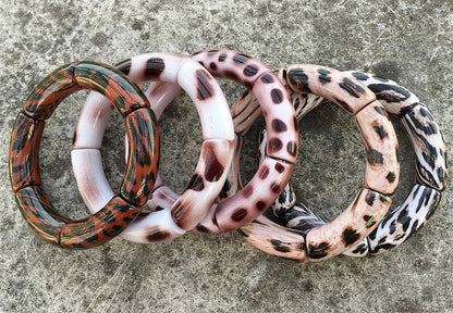 FishSheep Vintage Leopard Print Acrylic Stackable Bracelets Bangles for Women Resin Stretchy Bracelet 2023 Fashion Jewelry Gift