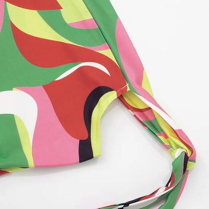 Joskaa Colorful Print Beach Style 2 Piece Sets Women Swimsuit Sexy Tube Tops and Shorts Matching 2025 Summer Bathing Suit