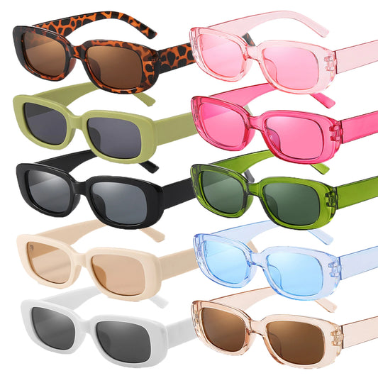 10-80Pcs Retro Rectangle Frame Sunglasses Hen Party Sunglasses Y2K Fashion Sunglasses for Woman Man Party Birthday Photograph