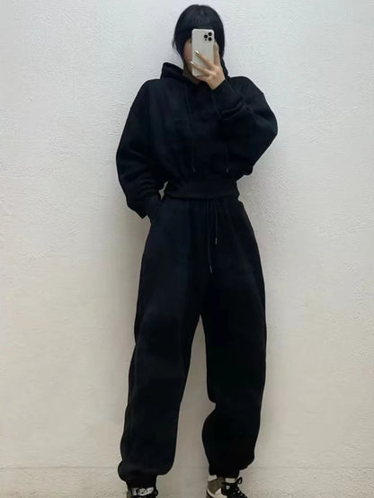 Casual New Fashion Hoodies Suit Women Winter Spring Solid Tracksuit Two Pieces Set Sports Pullover Sweatpants Sweatshirt Mujer
