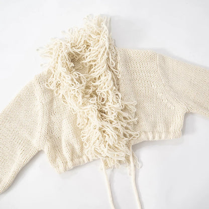 CUTENOVA 2024 New French Knit Sexy Set Tie Cardigan Long Sleeve Navel Top + Fashion Sexy Mini Skirt Set For Y2K Hottie Girl Wear
