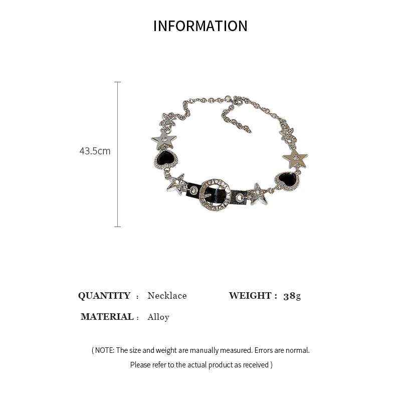 Silver Color Hollow Star Choker Necklaces For Women Long Tassel Rhinestone Imitation Pearl Chain Necklaces Statements Jewelry
