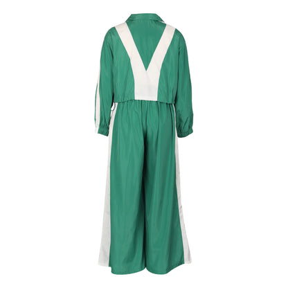 CM.YAYA Active Patchwork Women's Set Zipper Sweatshirt Jacket and Wide Leg Pants Suit 2025 INS Two 2 Piece Sets Outfit Tracksuit