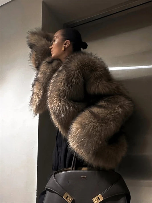 TARUXY Imitation Mink Fur Short Coat For Women Retro Niche Autumn Winter Two-wear Plush Jacket Loose High Street Faux Fur Coat