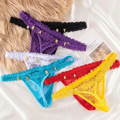 Custom Thong Panties with Name DIY Letter Waist Chain Body Jewelry Women Sexy Lace Bikini G-String Girl Christmas Cheeky Gift