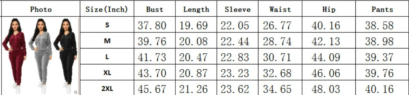 Women Pant Sets Comfortable Velvet Matching Sets Two Piece Set Autumn Loose Zipper Hoodie Jacket Elastic Waist Skinny Pants Sets