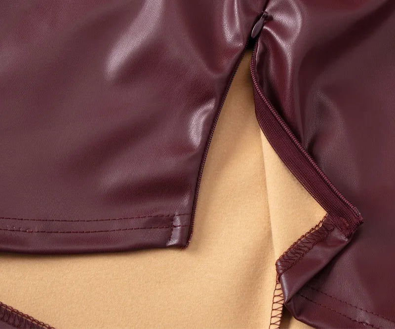 Sexy Shoulder waist Women's tops Leather vest with sleeves irregular hem vest women's clothing