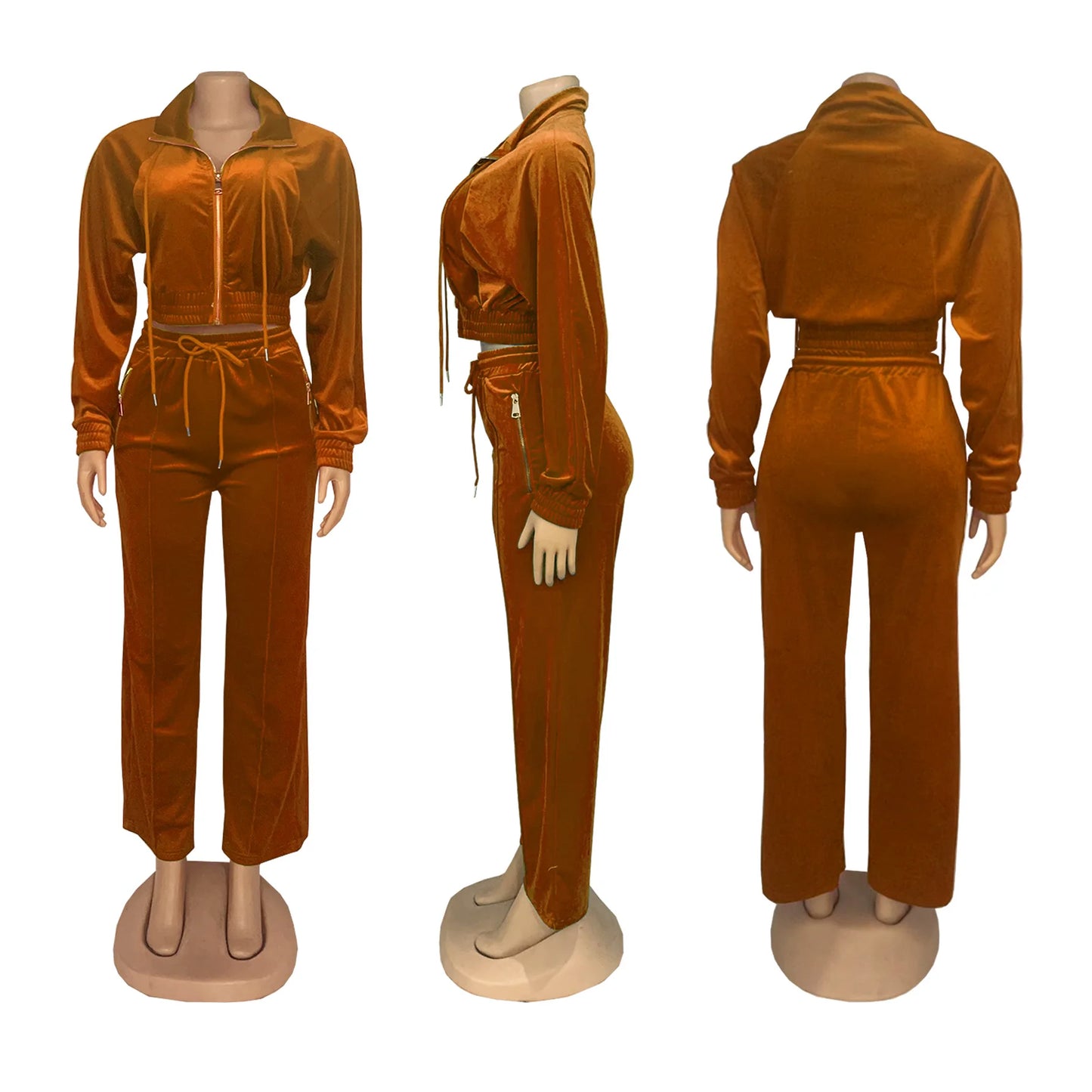 Pants Set Women Two Piece Sets Matching Sets Y2k Streetwear Zipper Coats Long Pants Elastic Waist Sportswear Tracksuit Jogger