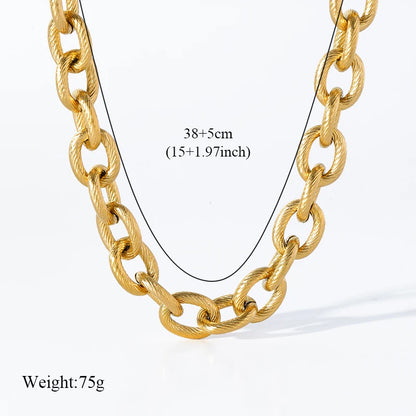 EILIECK 316L Stainless Steel Gold Silver Color Thick Chain Necklace For Women Fashion Cuban Neck Chain Waterproof Jewelry Gift