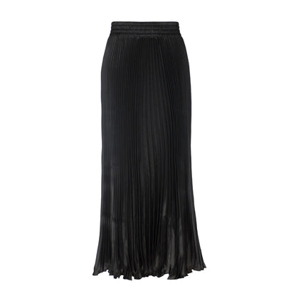 Women's Fashion Pleated Mermaid Long Skirt Korean Style Casual High Waist Satin Flowy Skirts Shiny 19 Colors 2024 Spring SK500