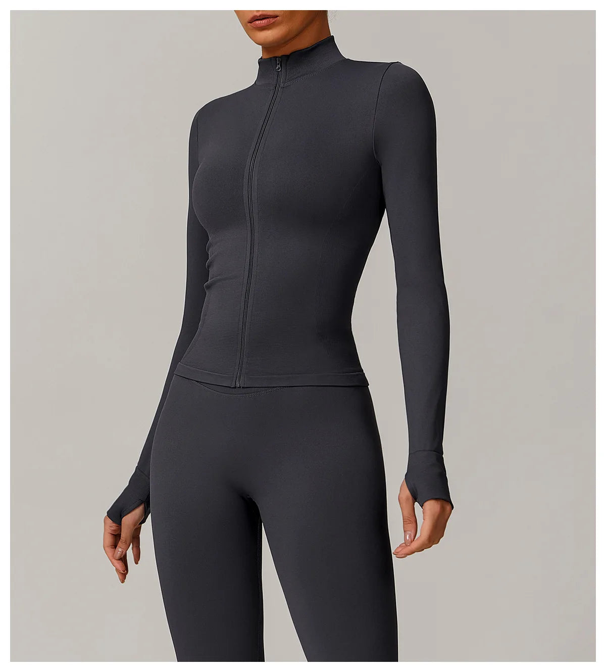 Customized LOGO women's seamless stand-up collar zipper yoga clothes jacket windproof slim top sports running jacket jacket