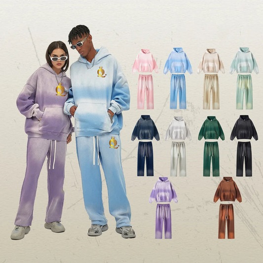 Custom LOGO 2025 autumn winter new 360G heavy sweater men's women's spray-dyeing old thickened hooded trendy sweater trousers clothes set