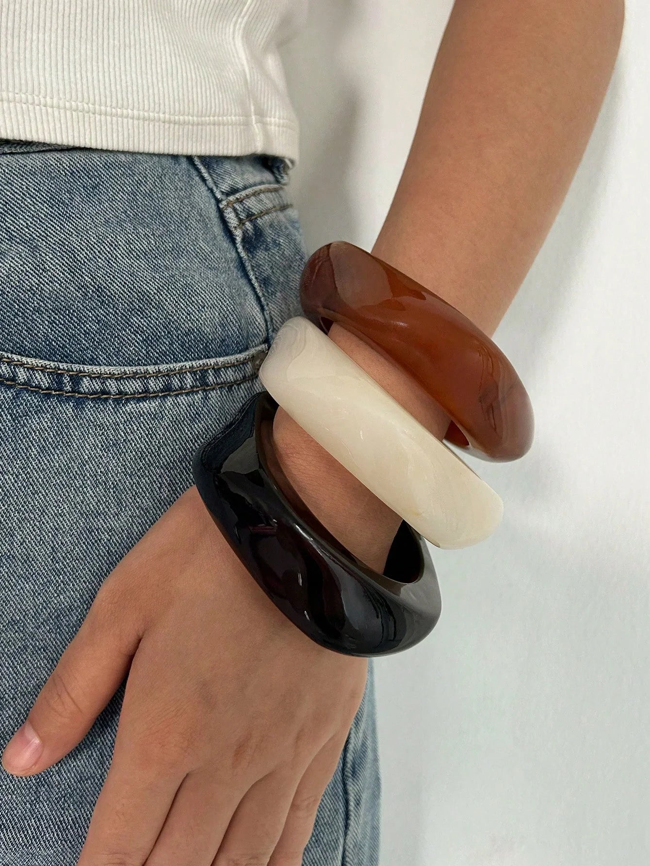 Vintage Acrylic Big Geometric irregular Bangles for Women Trendy Resin Wide Cuff Bangles Bracelets 2025 Fashion Jewelry