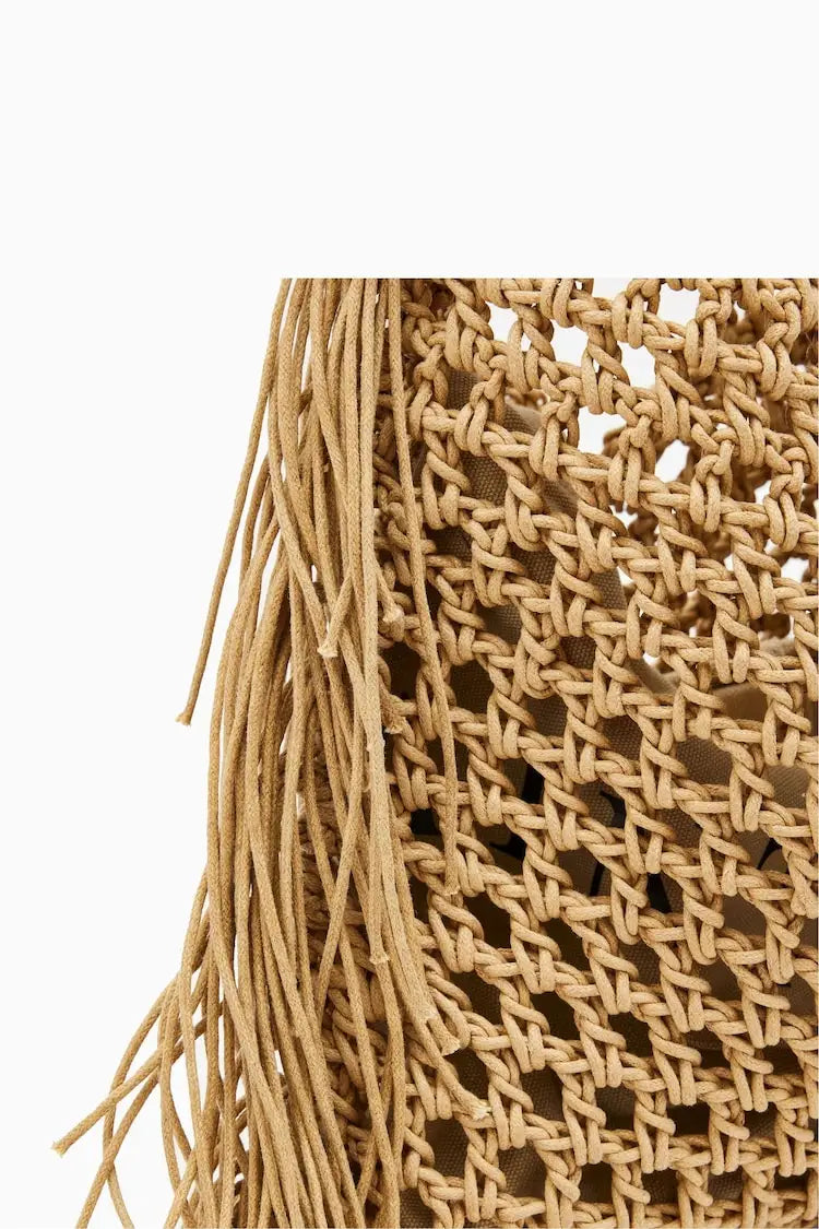 Bohemian beach bags for women luxury designer handbags purses 2025 new nylon fabric hollow tassels with inner pocket