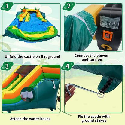 Inflatable Commercial Water Slide Bounce House for Kids or Adults,High Slide with Shallow Pool,Backyard,Outdoor 20' x 9.4'x 13’