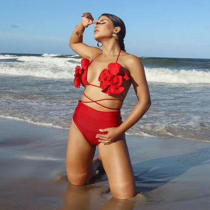 Flower Bikini Set With Skirt Luxury Designer Swimsuit Women Sexy Swimwear High Waist Biquini Desire Bodysuit Bathsuit Beachwear