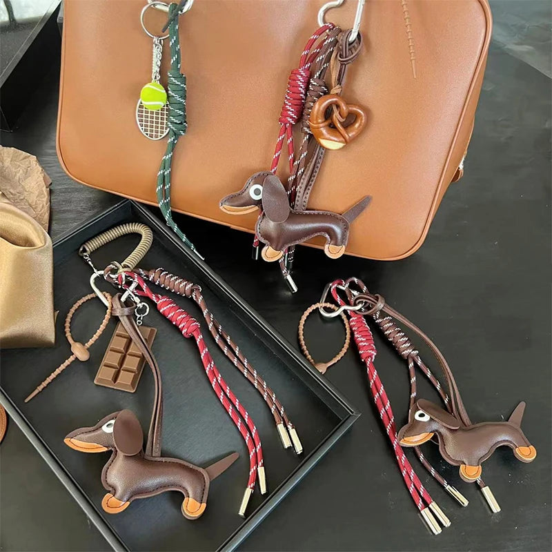 Braided Rope Bag Pendant High-grade Keychain Pendant Ruth's Same Style Dachshund Pendant Suitable For Phone Bag Accessories