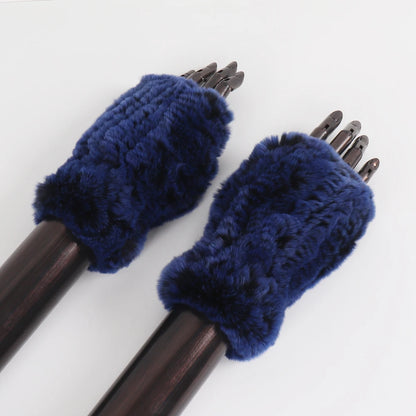 New Style Fashion 100% Genuine Rex Rabbit Fur Lady Gloves Women Winter Keep Warm Real Fur Glove Elastic Knit Outdoor Fur Mittens
