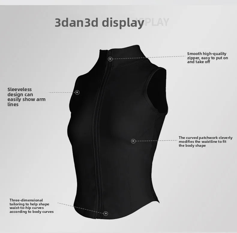 Customized LOGO Women's Outdoor Vest Yoga Suit Running Sports Riding Skinny Sleeveless Slim zipper Vest Tight Fitness Suit