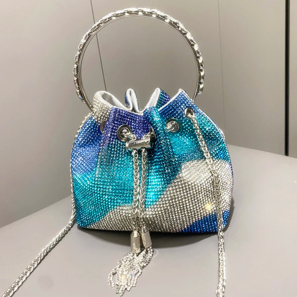 purses and handbags bags for women luxury Designer bucket clutch purse evening banquet bag Crystal rhinestone shoulder bags