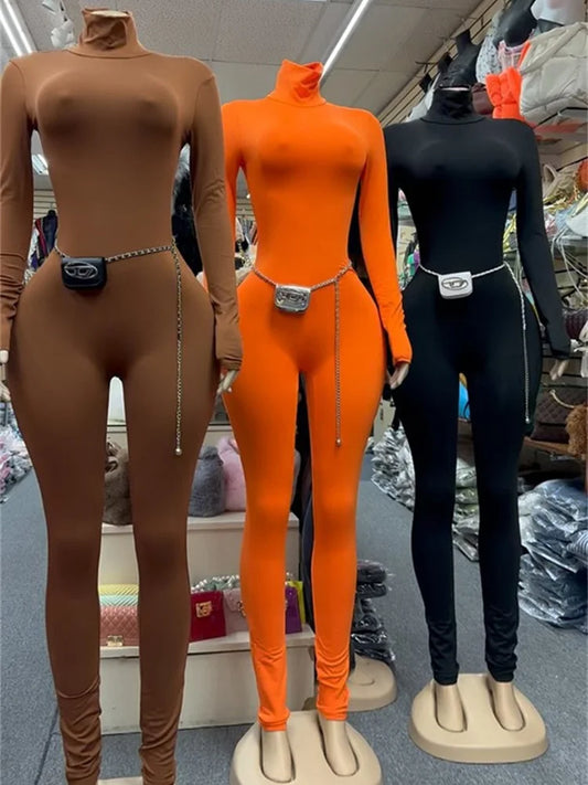 New Outfits Streetwear Jumpsuits Women Long Sleeve Bodycon Fitness Yoga Rompers Jumpsuit Casual elastic One-piece Overalls 2025