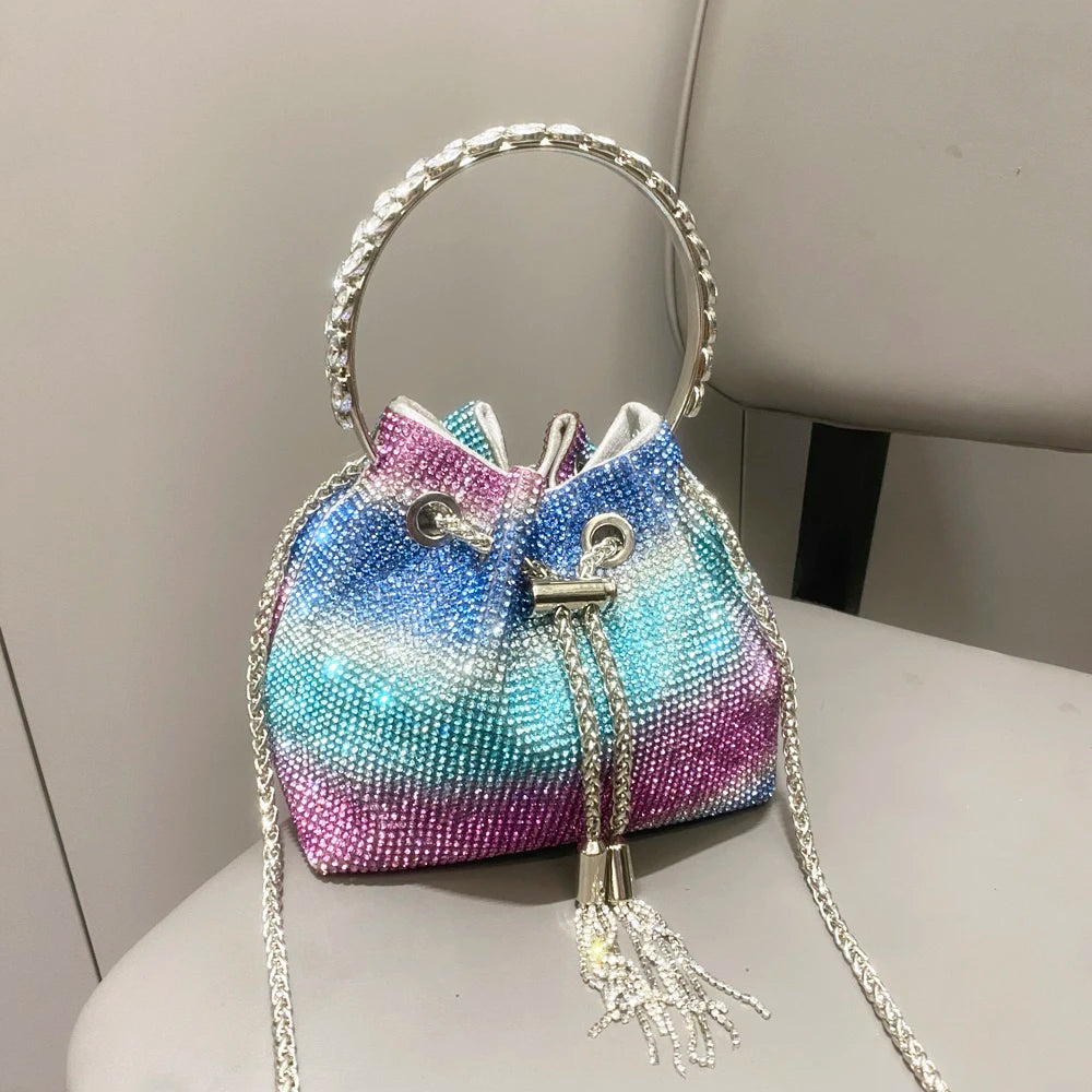 purses and handbags bags for women luxury Designer bucket clutch purse evening banquet bag Crystal rhinestone shoulder bags
