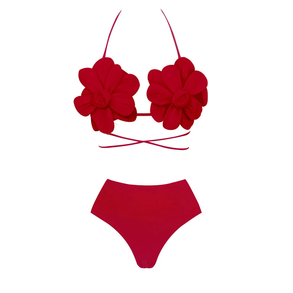 Flower Bikini Set With Skirt Luxury Designer Swimsuit Women Sexy Swimwear High Waist Biquini Desire Bodysuit Bathsuit Beachwear