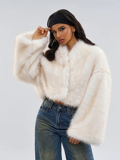 TARUXY Imitation Mink Fur Short Coat For Women Retro Niche Autumn Winter Two-wear Plush Jacket Loose High Street Faux Fur Coat