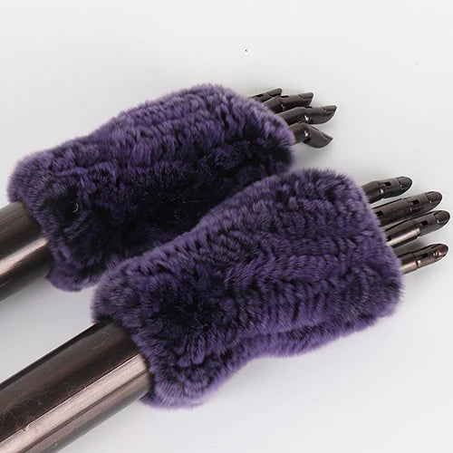 New Style Fashion 100% Genuine Rex Rabbit Fur Lady Gloves Women Winter Keep Warm Real Fur Glove Elastic Knit Outdoor Fur Mittens