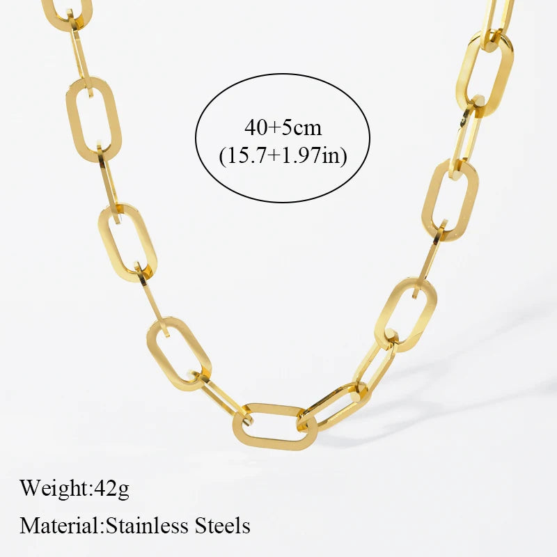 EILIECK 316L Stainless Steel Gold Silver Color Thick Chain Necklace For Women Fashion Cuban Neck Chain Waterproof Jewelry Gift
