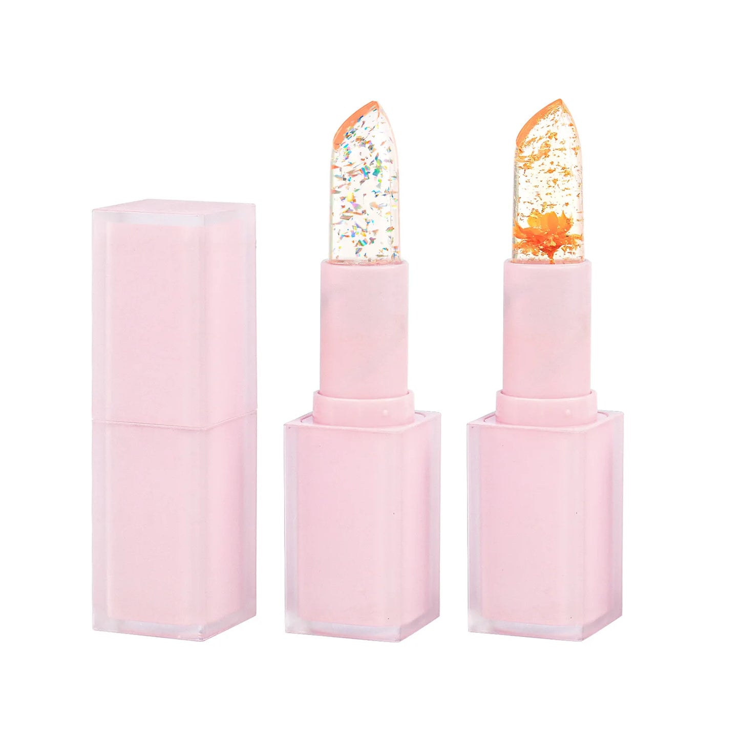 Crystal Jelly Lip Balm Private Label Pink Nourishing Moisturizing Lipstick Flower Temperature Color Changing Lip Plump Care