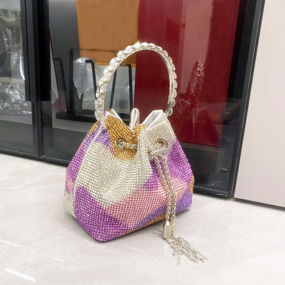 purses and handbags bags for women luxury Designer bucket clutch purse evening banquet bag Crystal rhinestone shoulder bags