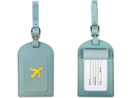 Men Women PU Leather Cute Luggage Tag Suitcase Address Label Baggage Boarding Bag Tag Name ID Address Holder Travel Accessorie