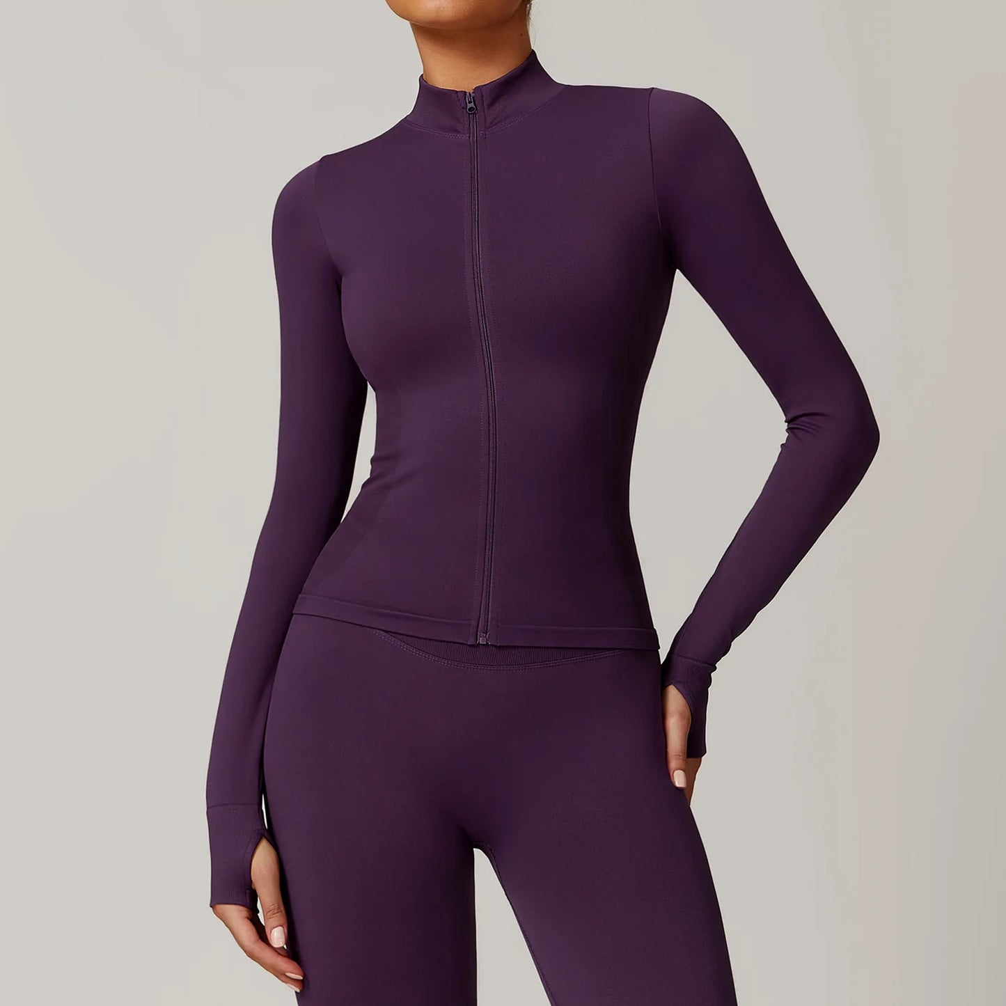 Customized LOGO women's seamless stand-up collar zipper yoga clothes jacket windproof slim top sports running jacket jacket