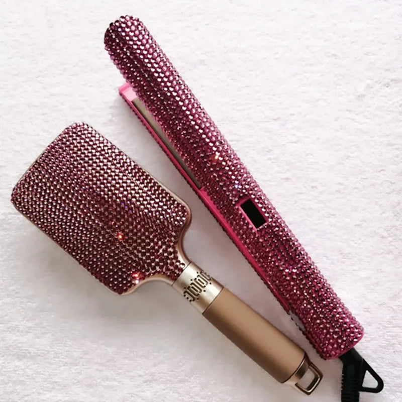 Diamond Embedded Hair Straightening Iron Beauty Salon Tool Accessories Women's Hair Care Makeup Tools New Arrival