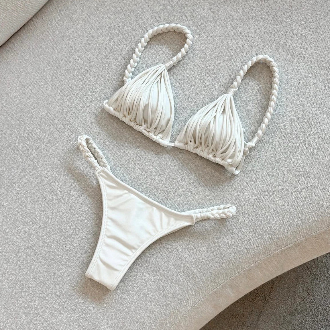 Two Pieces Bikini Set Crochet Swimsuit Women Sexy Swimwear Female Red Brazilian Biquini High Cut Bathing Suit Bodysuit Beachwear