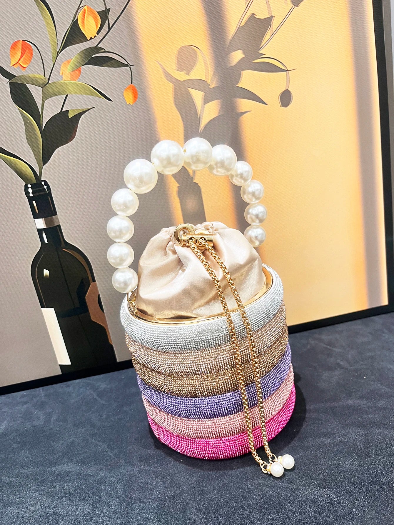 handmade Rhinestones Evening clutch Bag Purses and handbag luxury Designer shoulder bag Shiny Crystal Clutch purse bucket bag