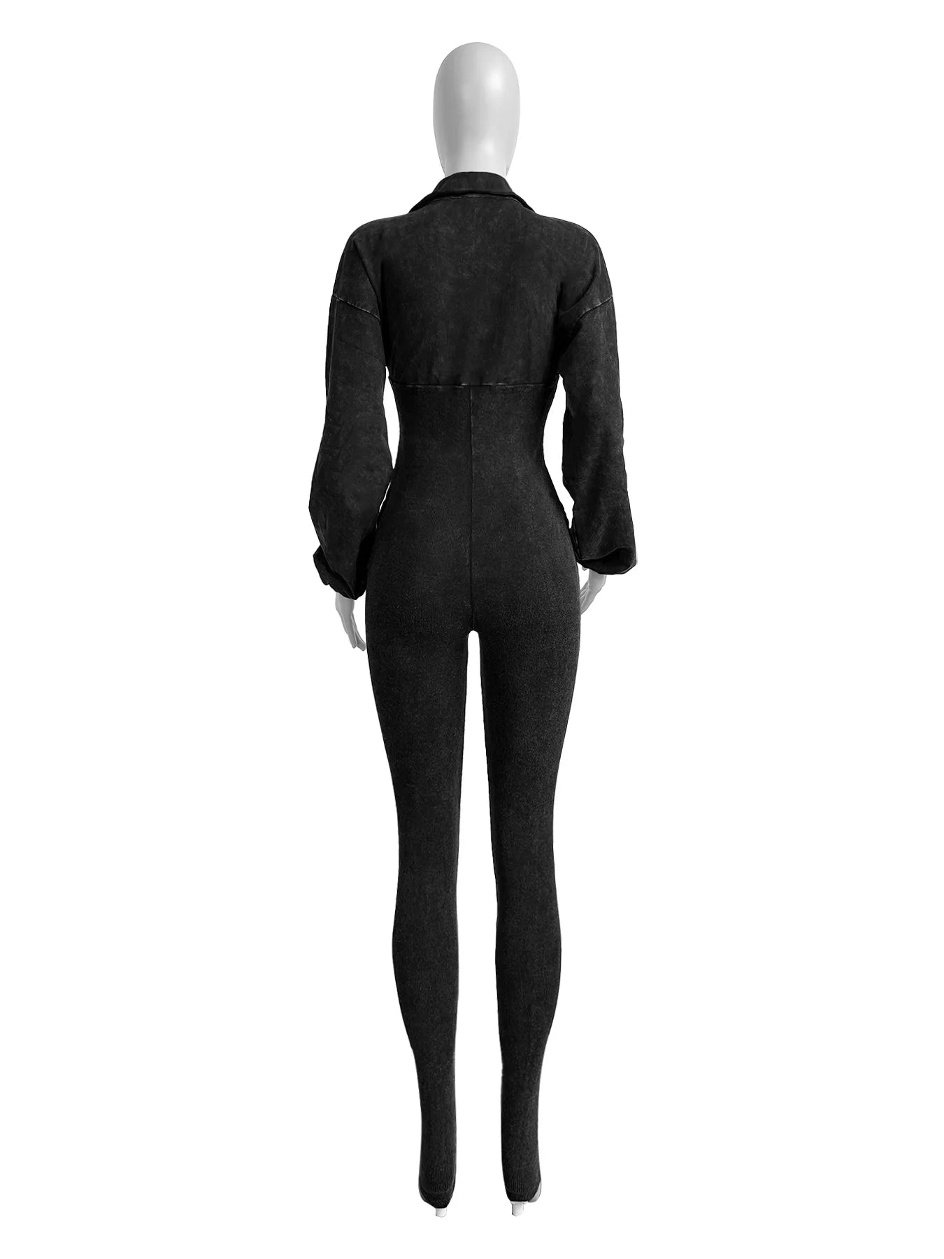 Women's Clothing 2025 Spring Summer New Fashion Bubble Sleeves Sexy Deep V Tight Waist Casual Long Sleeved Jumpsuit Pants