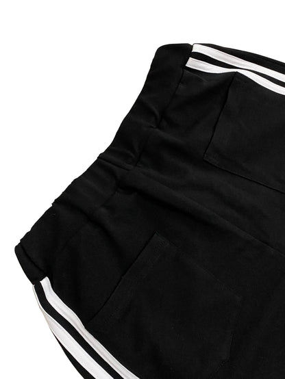 CM.YAYA Fashion Women Denim Patchwork Pocket Side Wide Leg Loose Jogger Pants 2024 Active Jean Splicing Sweatpants Trousers