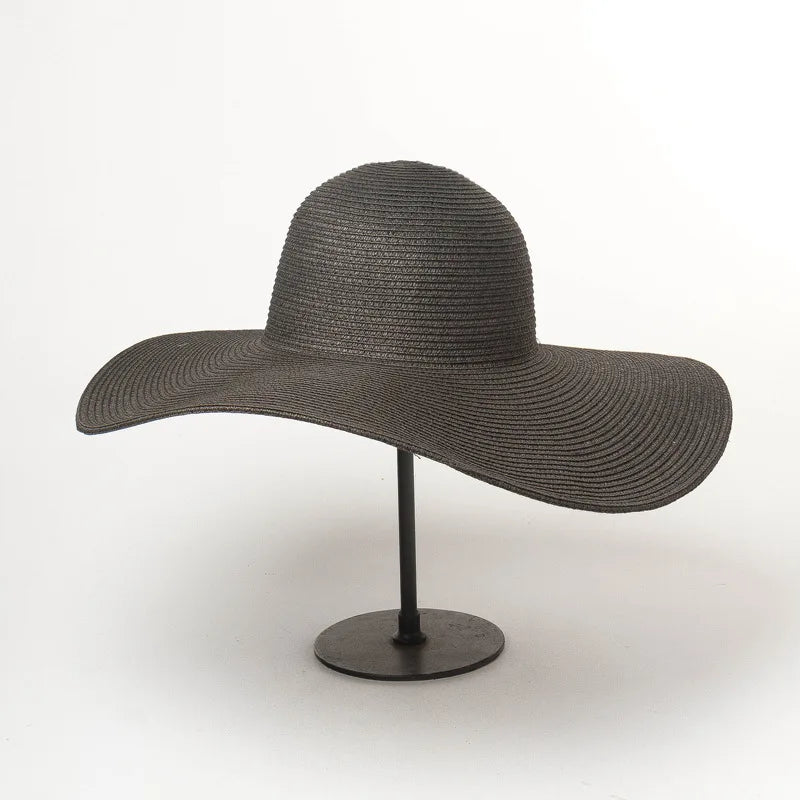 Summer Simple Floppy Sun Hat Women Wide Brim Beach Hat Girls Seaside Travel Foldable Straw Hat Sunscreen UV Protection Lady Cap